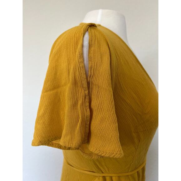 Lulus Much Obliged Wrap Maxi Dress Womens Small Golden Yellow Event Vacation - Picture 5 of 8
